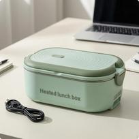 Heated Lunch Box Portable Electric Meal Electrical Food Warmer for Office Workers, mėtų žalios spalvos