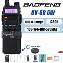 Baofeng UV-5R Walkie Talkie 5W 8W Extended 3800mAh Battery USB-C Dual Band VHF UHF Two Way Radio 128 Channels Portable Ham Radio