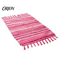 Durable Kitchen Sink Mat Reversible Cotton Rag Rug, Boho Hand Woven Multi Color Striped Bath Pet Friendly Floor Carpet Rug with Tassels, Machine 120 cm rožinė raudona spalva