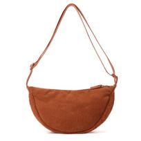 Women's bag, dumpling bag, corduroy crossbody bag, lightweight nylon underarm bag, single shoulder bag, versatile light luxury brown