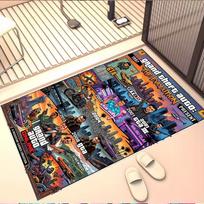 Grand Theft Auto VI Print Rug, Washable Floor Carpet, For Entryway Dorm Laundry Room Office Study, Home Decor Birthday Christmas Gift 40cmx60cm black