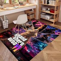 Grand Theft Auto VI Print Rug, Washable Floor Carpet, For Entryway Dorm Laundry Room Office Study, Home Decor Birthday Christmas Gift 80cmx120cm