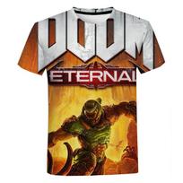 „Doom Game“ 3D spausdinimo marškinėliai trumpomis rankovėmis vyrams Vasaros laisvalaikio dideli marškinėliai Madingi Harajuku gatvės viršutiniai apvalia kaklo marškinėliai XXXXL gray