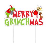 Kalėdinė vakarėlio vakarėlio Grinčas Linksmų Kalėdų vėliavėlė La Gėlių torto papuošimas kištukas vietoje Grinch power strip 1 pack red