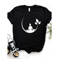 Women T Shirt Buddha Lotos Print Tshirt Women Short Sleeve O Neck Loose T-shirt Ladies Causal Tee Shirt Clothes Tops XXXXXL juoda