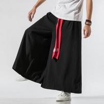 Vyriškos plačios kelnės Vyriški medvilniniai sportiniai šortai Retro laisvos kelnės Vyras Kinų stiliaus lininės kelnės Vyras didelis klynas Nepalo chalato kelnės M juoda