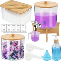 Laundry Pods Storage Container with Labels, Clear Acrylic Laundry Detergent Dispenser, Bathroom Laundry Powder Storage Box purple