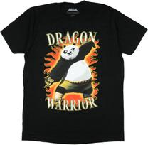 Kung Fu Panda T-Shirt Men's Po Dragon Warrior Adult Short Sleeve Tee XXL black
