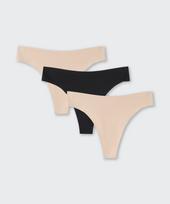 MUSINSA STANDARD WOMAN Seamless Thong Panties 3-Pack 01. Black/Black/Black/95 beige