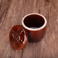 Ceramic Fermented Tofu & Seasoning Storage Jar 2.5L + Basket black