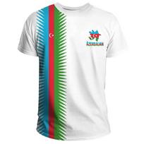 Azerbaijan Flag Map Graphic T-shirt Street Sports Fitness Gym Tops Azerbaijani Emblem 3D Printing Buttons Tees Clothing 5XL white
