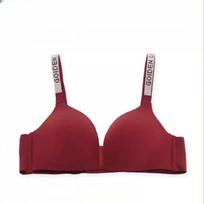 Women's Summer Sexy Letter Shoulder Strap Small Chest Gathers No Trace To Receive A Pair of Breast Adjustment Underwear 34/75AB brown