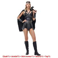 Game Theme Unisex Spartan Costume With Dark Cloak For Halloween And Themed Events Women,XL black
