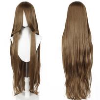 100CM Long Straight Wig With Bangs Synthetic Cosplay Wig For Women Pink Purple Cosplay Wigs for Party For Halloween brown