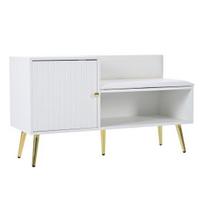 Shoe Cabinet with Storage Space, Padded Bench And Backrest, Shoe Shelf with Metal Handles And Solid Legs balta