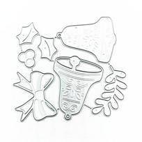 Kalėdinio lanko įspaudimo ir pjovimo štampai Kalėdinių varpelių išpjovos atvirukams, vestuvių kvietimams, scrapbooking'ui 1 white