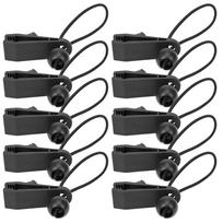 Outdoor Tent Retaining Clips Windproof Fixing Clamp with Bungee Cord for Camping Awning Caravan black