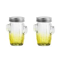 2pcs Cactus Glasses, 13oz Mason Jars Shot Glasses Cactus Shot Glasses, Cute Shot Glasses, Juice Cup, Suitable for Picnic Parties 301-400ml