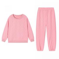 2025 Autumn/Winter Women's Cable Knit Patchwork Long Sleeve Top & Joggers Set Medium rožinė