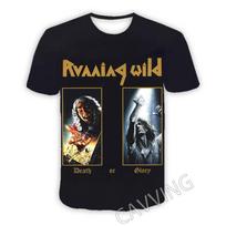 New Fashion Women/Men's 3D Print  Running Wild Rock  Casual T-shirts  Hip Hop Tshirts Harajuku Styles Tops Clothing XL black