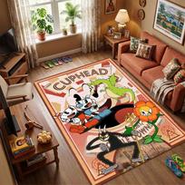 The Art of Cuphead Area Rug, Non-Slip Floor Mat with Retro Cartoon Print, Durable Carpet for Living Room, Bedroom, Kids Playroom, Great Gift for Fans 40x60cm( 15x23in ) white