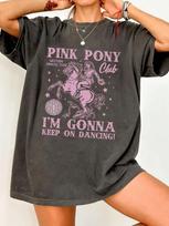 Pink Pony Club Women's Tee - Western Princes Tour Graphic, Casual Dark Grey Top 2XL gray