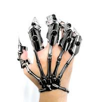 Techwear Stiliaus Gotikinės Punk Metalinės Skeleto Nagų Pirštinės Vyrui Moteriai Helovino Cosplay Reguliuojamos Technologinės Mechaninės Pirštinės One Size juoda