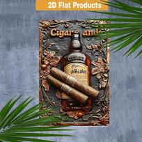 High Definition Tin Metal Sign Wall Art  Vintage Retro Cigars and Whiskey Industrial Metal Tin Sign Cigars and Whiskey Clas 20x30cm（7.8x11.8inch）