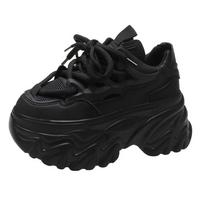 New High Platform Sneakers Women Thick Sole Sports Ladies Trainers Vulcanized Shoes Chunky Sneakers Zapatillas Mujer 8.5CM 39 juoda