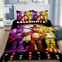 FNAF Freddy Bear Cartoon Print Bedding Set 2/3Pcs Duvet Cover Pillowcases Star Confetti Bedroom Home Bedding No Filler 140x200cm black