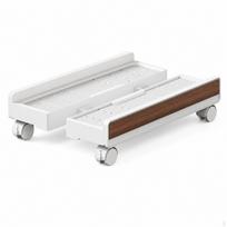 Computer Desktop Stand with Wheels Ventilated PC LowProfile Mobile CPU Holder for White Wood Grain white