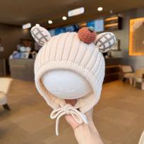 Knitted Baby Winter Hat Cold Protection Baby Bonnet New Infant Knit Hat  Cold Weather Outings smėlis