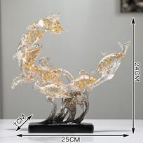 Transparent resin fish sculpture desktop ornament, modern art craft sculpture, home and office desktop decoration auksinė