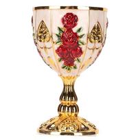 Goblets & Chalices Metal Gold Chalice Flower Gold Red Pimp Cup Retro White Red Wine Goblet Wedding Decor