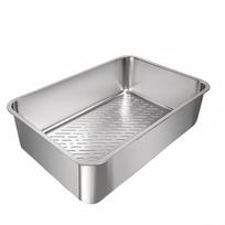 Nerūdijančio plieno kačių kraiko sijojimo padėklas Wipe-Litter su 60x39.5x15cm white