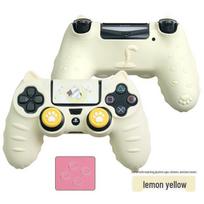 Cartoon Ps4 Silicone Cute Controller Case With Joystick Caps Stickers Antidust Ring geltona