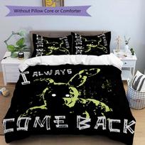 3pcs Horror game F-FNAF Freddy pattern bedding set duvet cover set includes duvet cover &pillowcases, perfect all season bedroom decoration & gift 135cmx200cm white