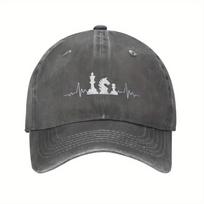 Chess Heartbeat EKG Print Baseball Cap Unisex Adjustable Breathable Cotton Casual Hat for Chess Players One Size gray