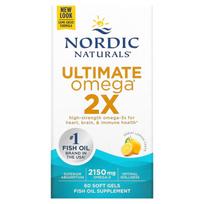 Nordic Naturals, Ultimate Omega 2X, citrina, 2150 mg, 60 minkštųjų gelių (1075 mg viename minkštame gelyje)