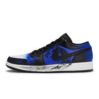Jordan Air Jordan 1 811 Manufacturing, Wild Wind Low top Vintage Basketball Shoes Men's Black White Blue 553558-040(Team80-) 45 black