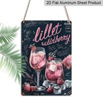 2D Flat, 1pc Lillet Wildberry Roostertail Recipe Metal Aluminum Sign - Vintage Retro Wall Decor Suitable for, Bar, Restaurant, Garage - 8 x12  French 20*30cm black