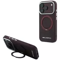 Karl Lagerfeld case for IPHONE 18 Pro/17 Pro compatible with MagSafe (Ring Stand 360 Saffiano Classic Logo) burgundy
