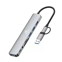 Wozinsky WAH-81 8-in-1 hub USB-C to 3x USB 3.0 | USB 2.0 | USB-C | SD | microSD | 3.5mm | gray