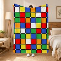 Rubiks Cube Toy Brand Throw 240g flannel blanket, suitable for sofas, beds, offices,  exquisite gift blankets 100cmx150cm
