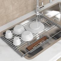 Stainless Steel Sink Drying Rack, Over-the-Sink Dish Drying Rack, Equipped with 13/17 Support Columns gray