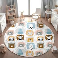 Cute Cartoon Cat Paw Round Rug,Cat Pet Play Mat for Bedroom Rug,indoor NonSlip Mat,Non-Slip Home Living Room Circle Rug Door Mat 60cm gray