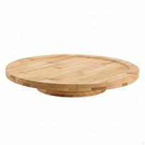Medinis besisukantis padėklas Apvalus žemo profilio Bambukinis šeimininkams, namų virėjams, 30CM Diameter gray
