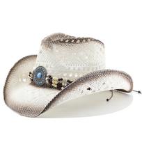 Western cowboy hat men, cow head belt spray paint straw hat women, European and American Cowboy hats M（56-58cm） balta