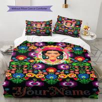 Name Custom Frida Kahlo Pattern Bedding Set Quilt Cover Pillowcase Home Decor Gift (1 * duvet cover + 2 * pillowcase, without core) 200x200cm