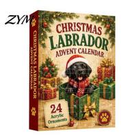 Holiday Countdown Experience 2026 Dog Christmas Advent Calendar, 24-Day Ornaments Calendar with 24 Themed Party Favors Pcs 2D Acrylic Figures E